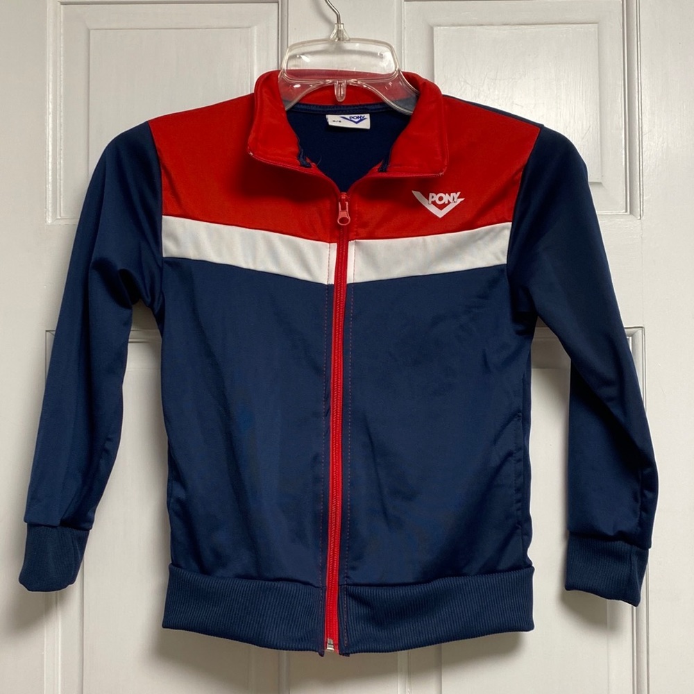 Vintage PONY Brand Youth Toddler 5/6  Zip Up Track  jacket  Retro Color Block